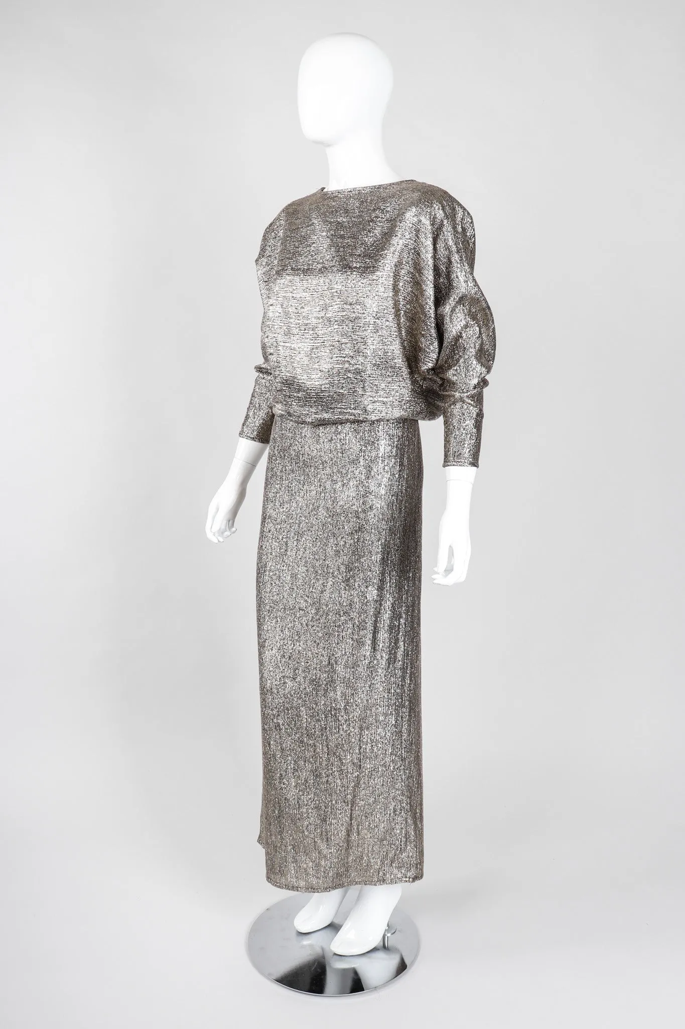 Metallic Cowl Back Dress