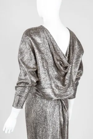 Metallic Cowl Back Dress