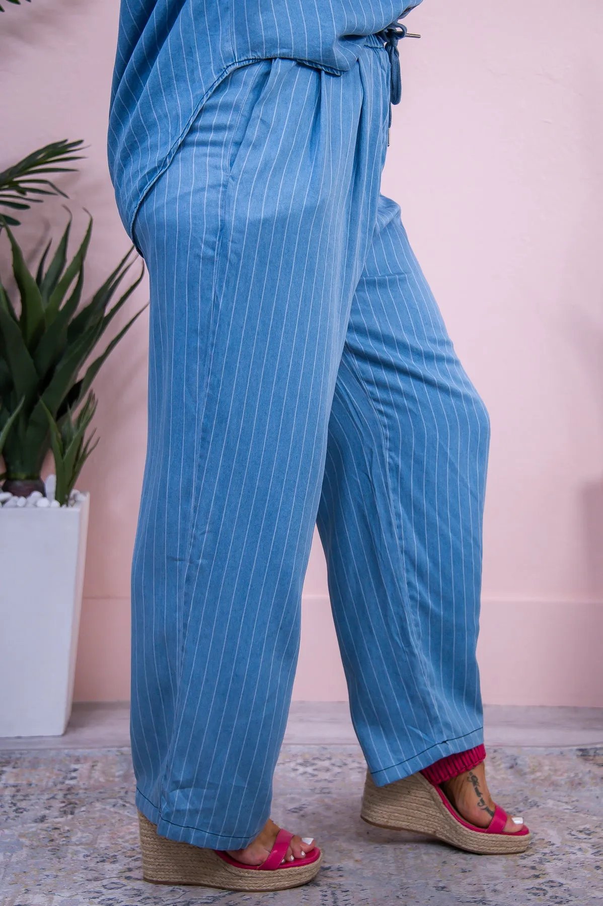 Midnight Mirage Light Blue Striped Top/Pant (2-Piece Set) - T9635LBL