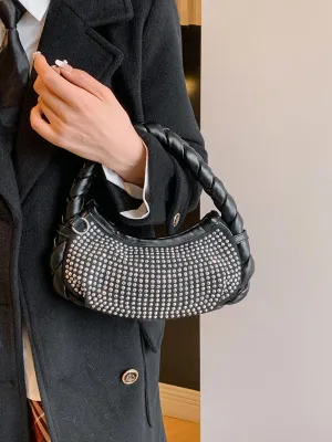 Mini Metal Chain Studs Rhinestone Inlaid Party Clutch - FD ⚡