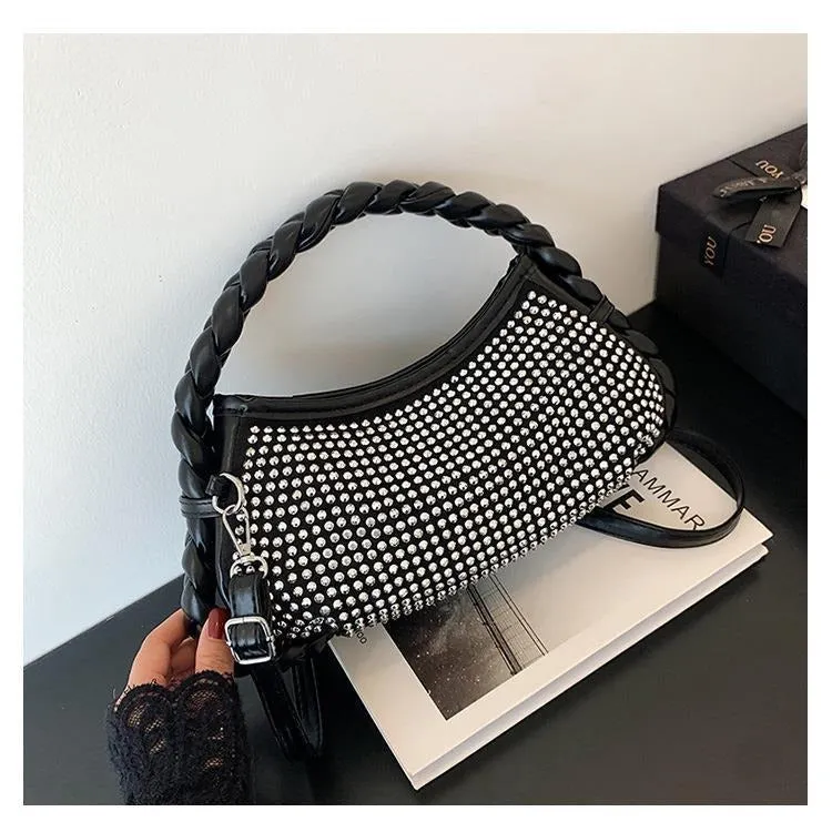 Mini Metal Chain Studs Rhinestone Inlaid Party Clutch - FD ⚡