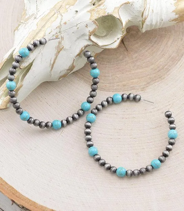 Mission Fashion Turquoise & Navajo Hoop Earrings