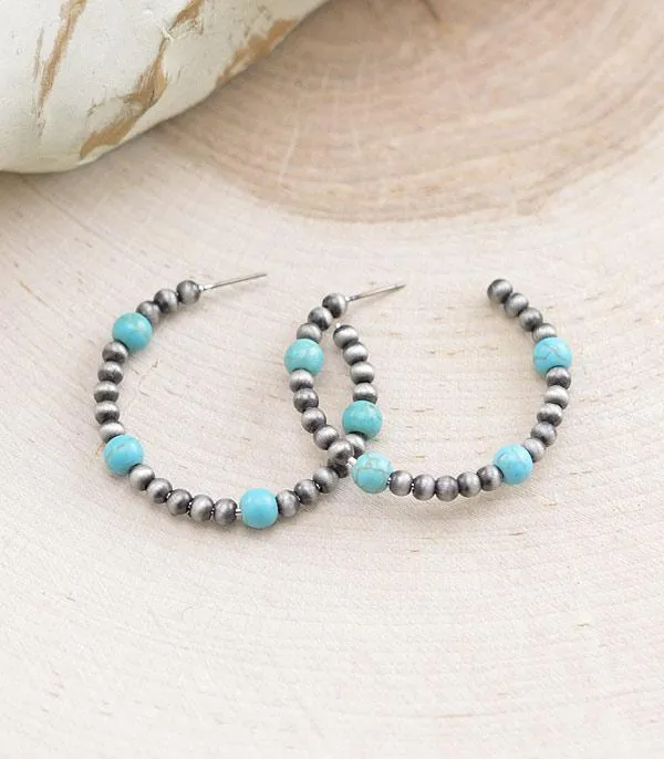 Mission Fashion Turquoise & Navajo Hoop Earrings