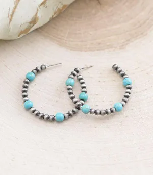 Mission Fashion Turquoise & Navajo Hoop Earrings