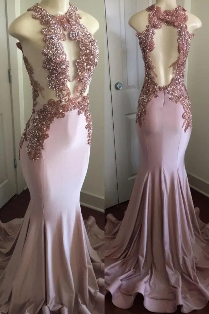 Modern Lace Appliques Sleeveless Prom Party Gowns| Mermaid Prom Party Gowns