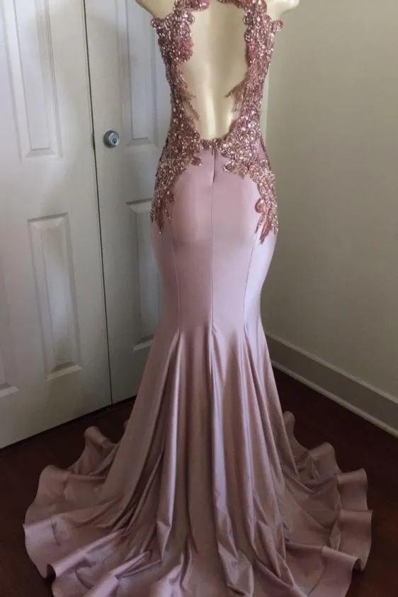 Modern Lace Appliques Sleeveless Prom Party Gowns| Mermaid Prom Party Gowns