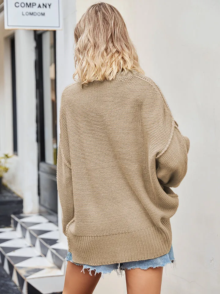 Molly V-Neck Ribbed Dropped Shoulder Knit Top