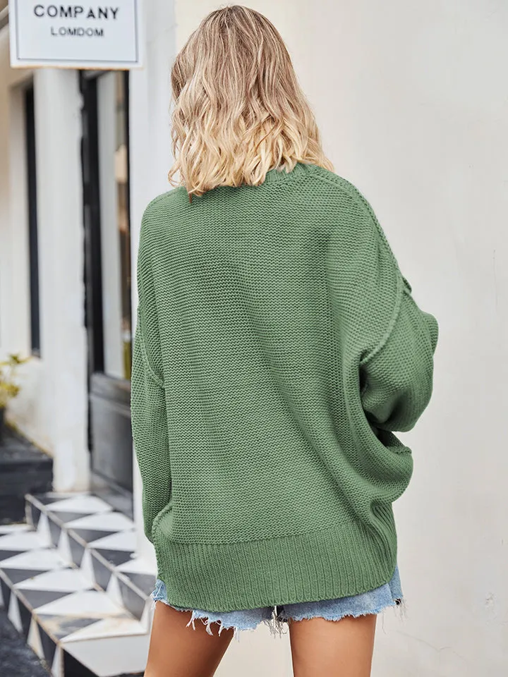 Molly V-Neck Ribbed Dropped Shoulder Knit Top