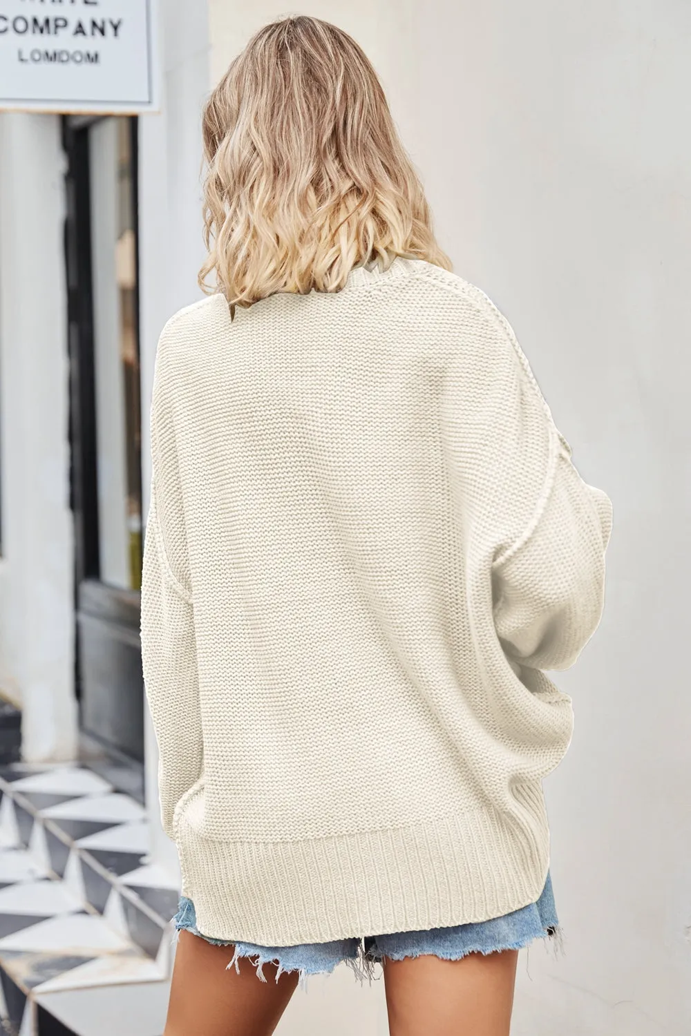 Molly V-Neck Ribbed Dropped Shoulder Knit Top