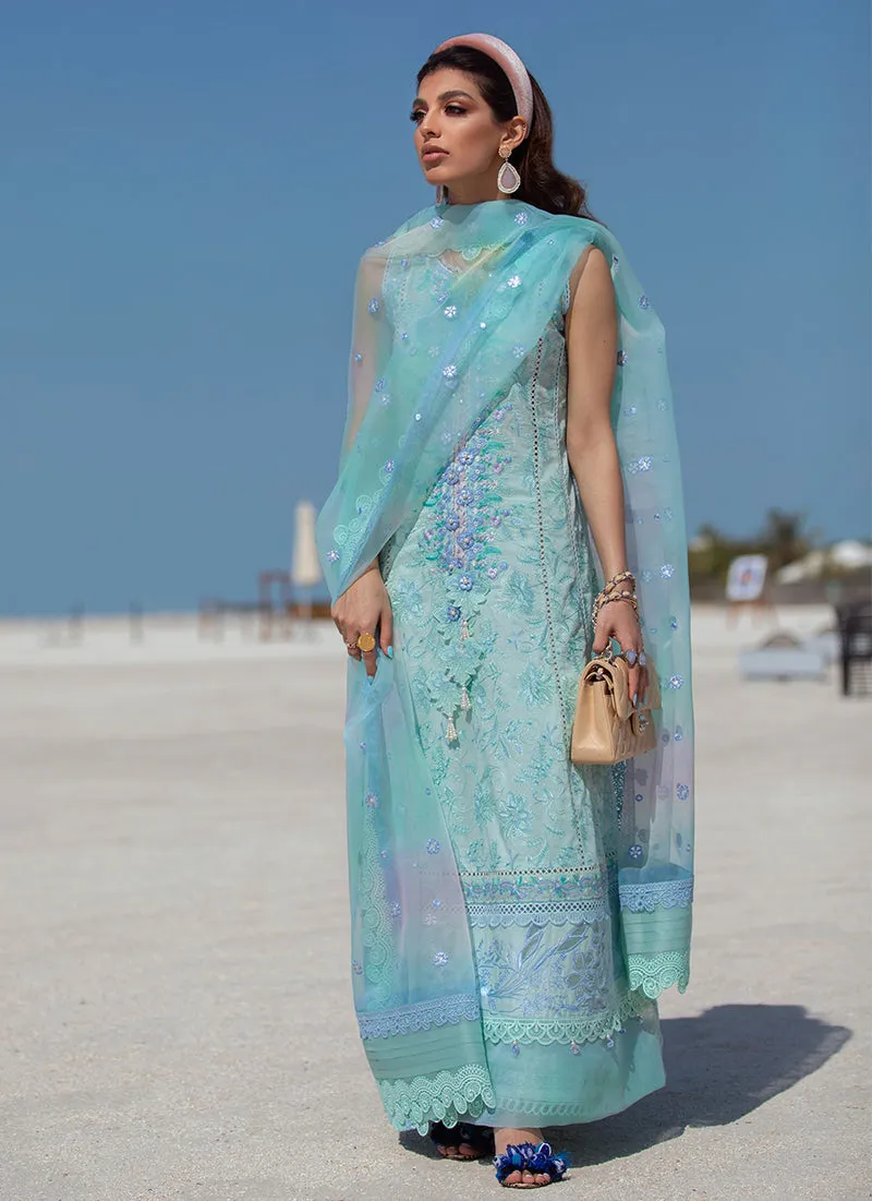 Mykonos Sky | Farah Talib Aziz ILO ILO Luxury Lawn Collection 2022 | Unstitched Embroidered Lawn Suits