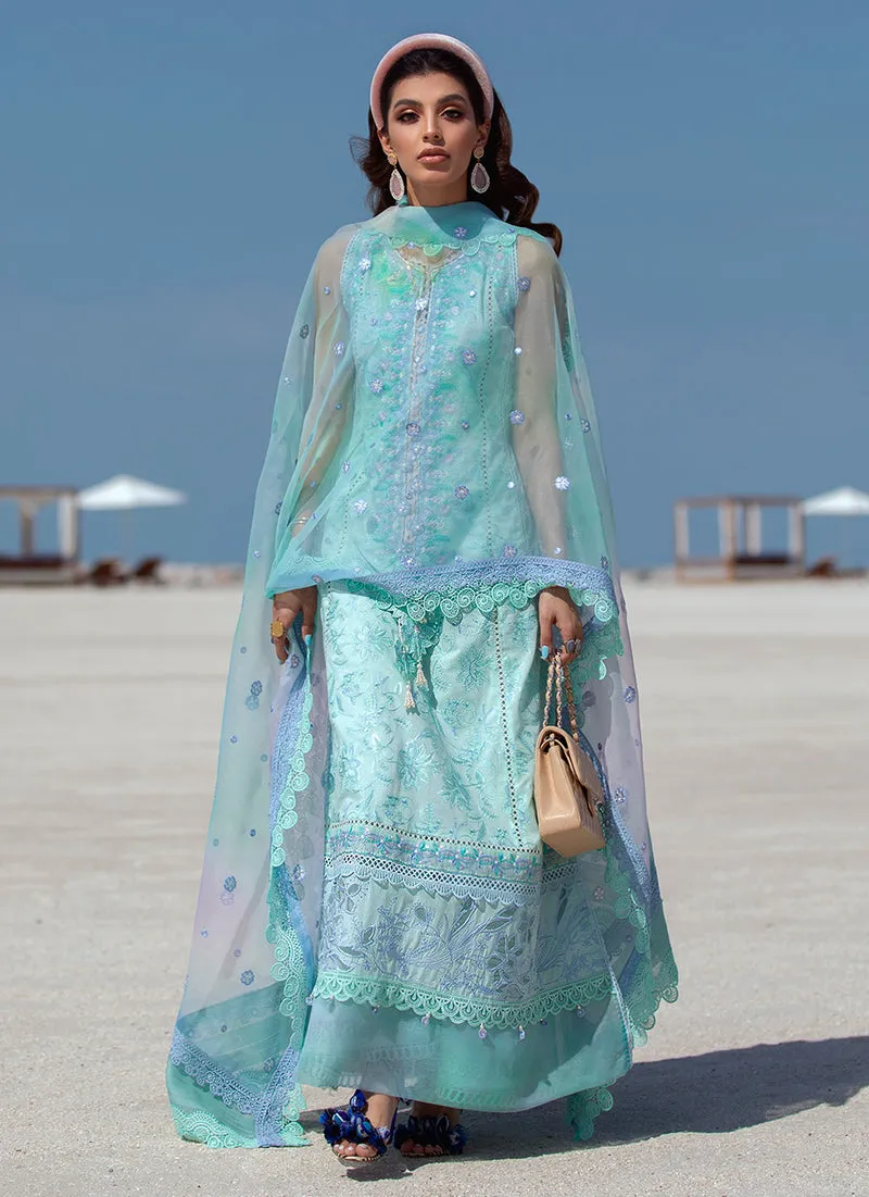 Mykonos Sky | Farah Talib Aziz ILO ILO Luxury Lawn Collection 2022 | Unstitched Embroidered Lawn Suits