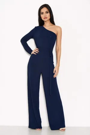 Navy One Shoulder Jumpsuit