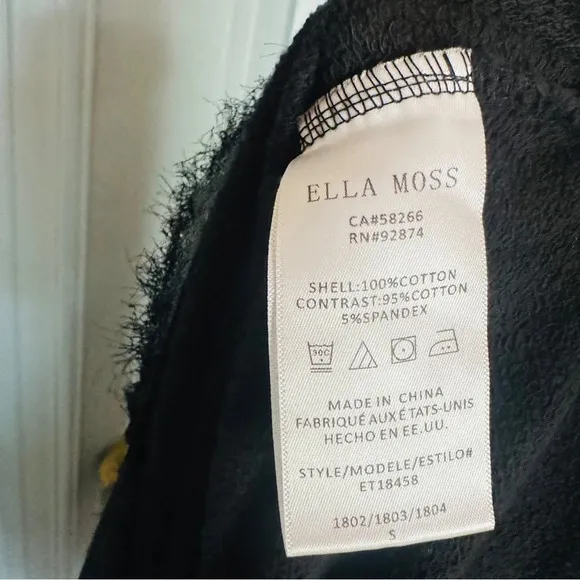 NEW Ella Moss Floral Stitch Lace Black Crew Neck Sweatshirt