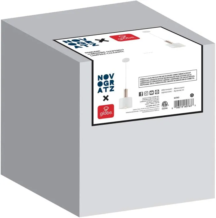 New in box! Globe Electric 60763 Novogratz x Globe Pendant, Matte White! Retails $97 