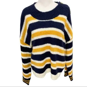 new Nordstrom BP. Sweater Caitly Knit Crewneck Stripe Button Detail size XL