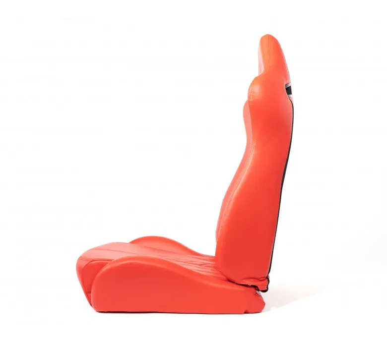NRG RSC-810RD L/R "The Arrow" Red Vinyl Racing Seat with Red Stitching