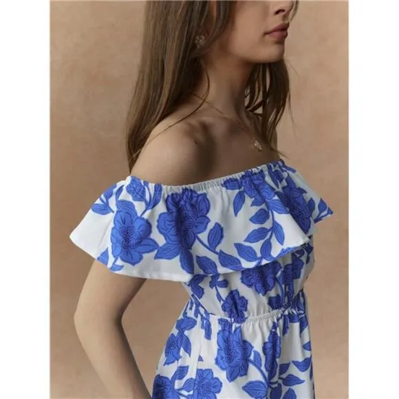 Off Shoulder Floral Print Casual Vacation Dress