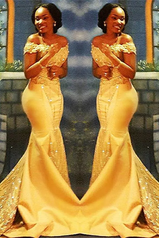 Off-the-Shoulder Sparkle Beads Sequined Appliques Prom Dresses New Arrival Mermaid Beads Sequins Evening Gown