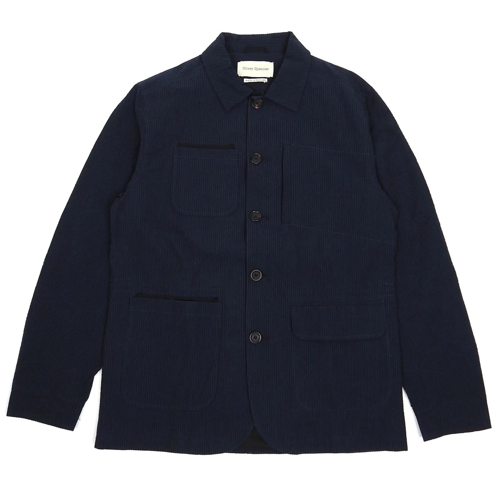 Oliver Spencer Navy Striped Chore Jacket Size 40