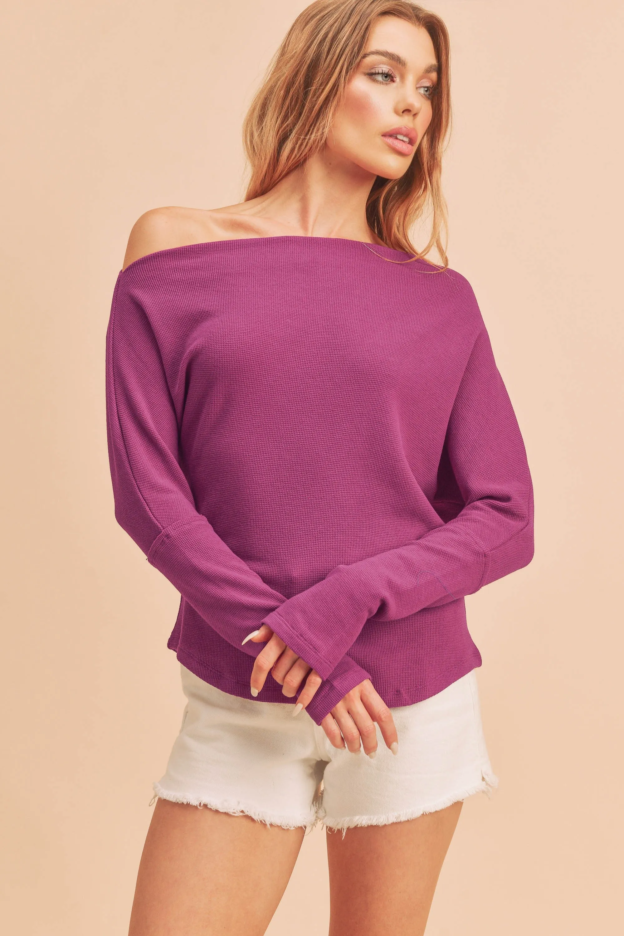 One Shoulder Long Sleeve Knit Top