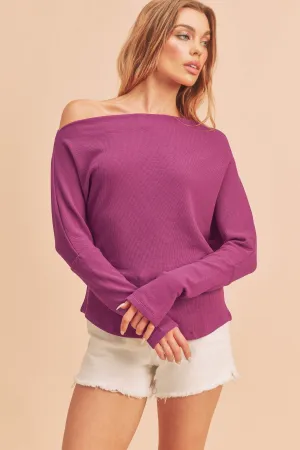 One Shoulder Long Sleeve Knit Top