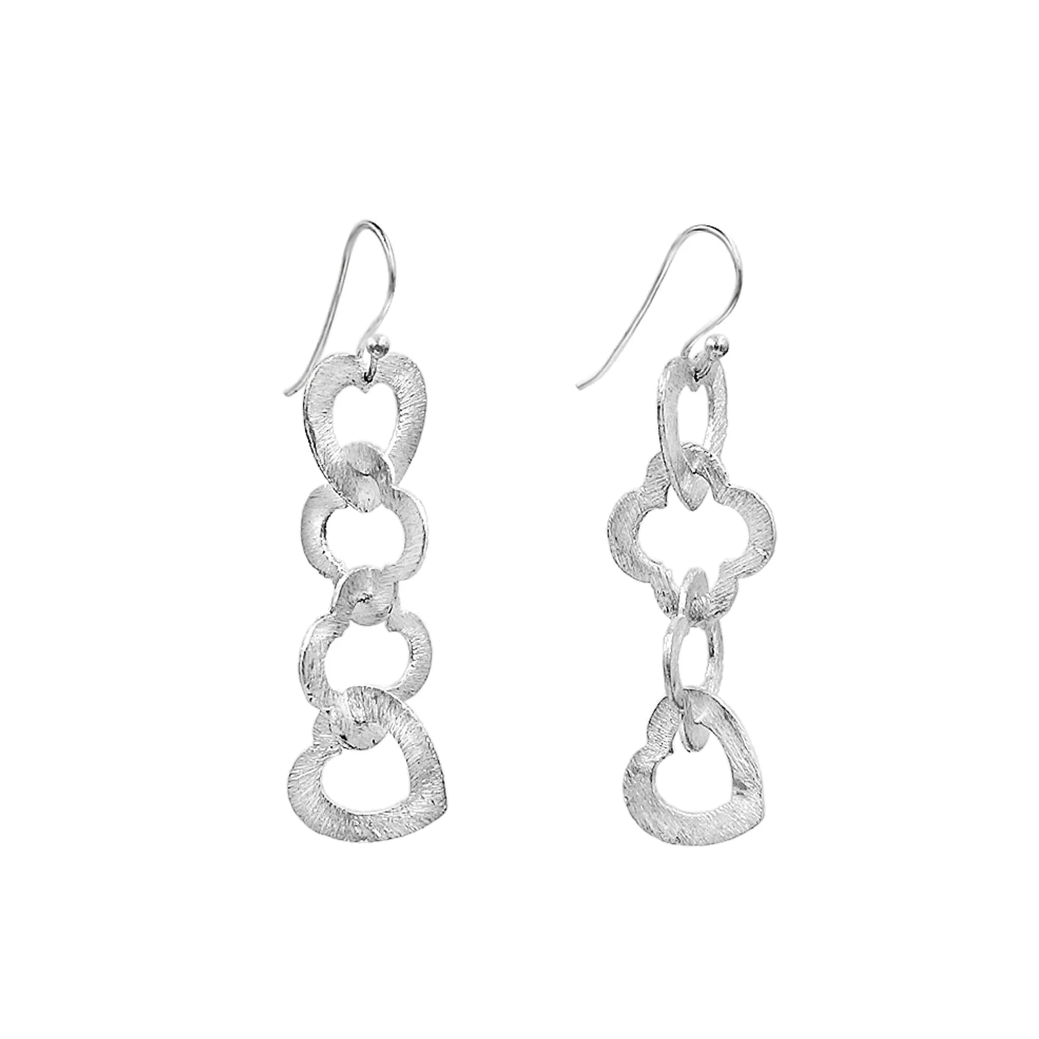 Open hearts & Charms Silver- Gold Vermeil Earrings