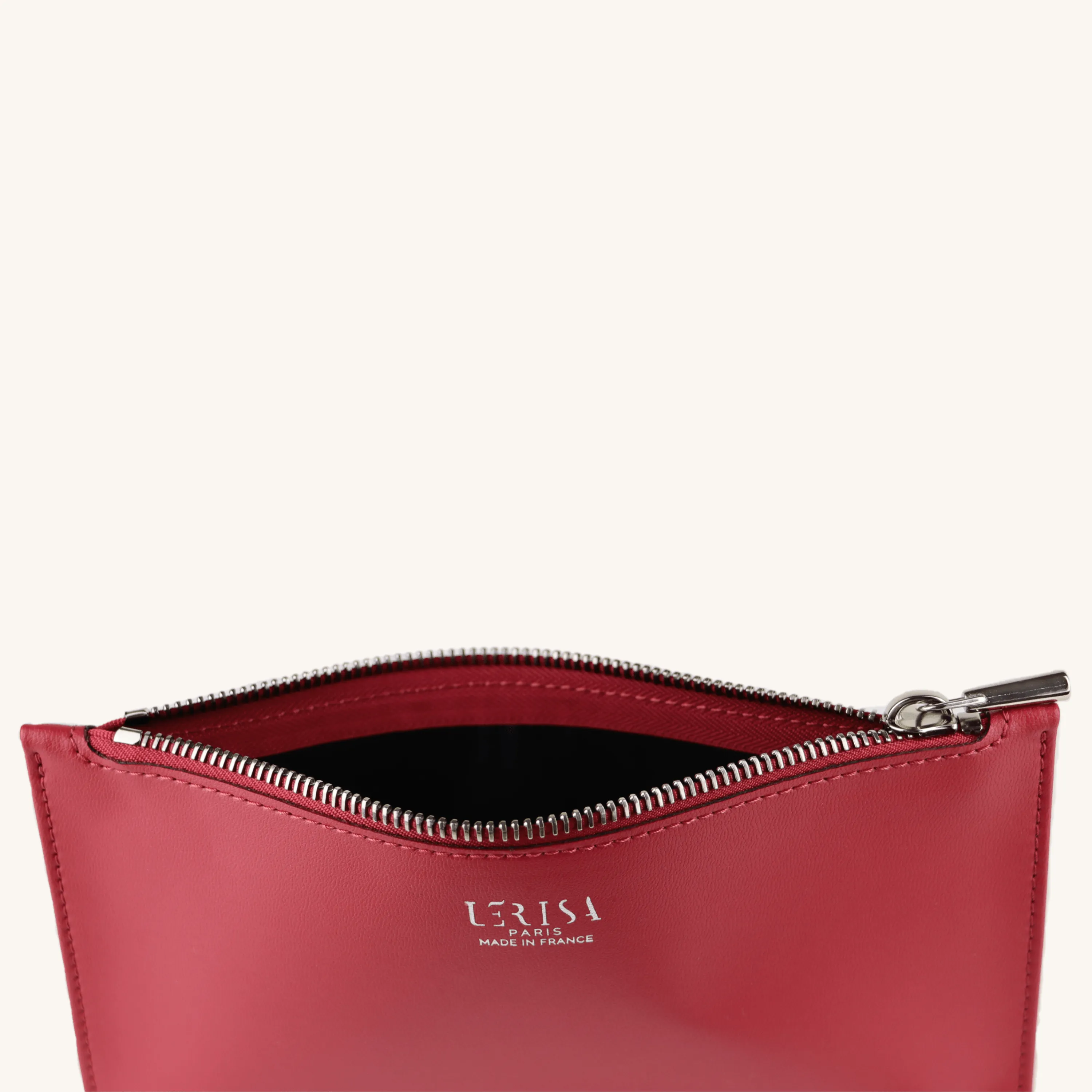 Ora Vegan Grape Leather Zip Pouch | Red