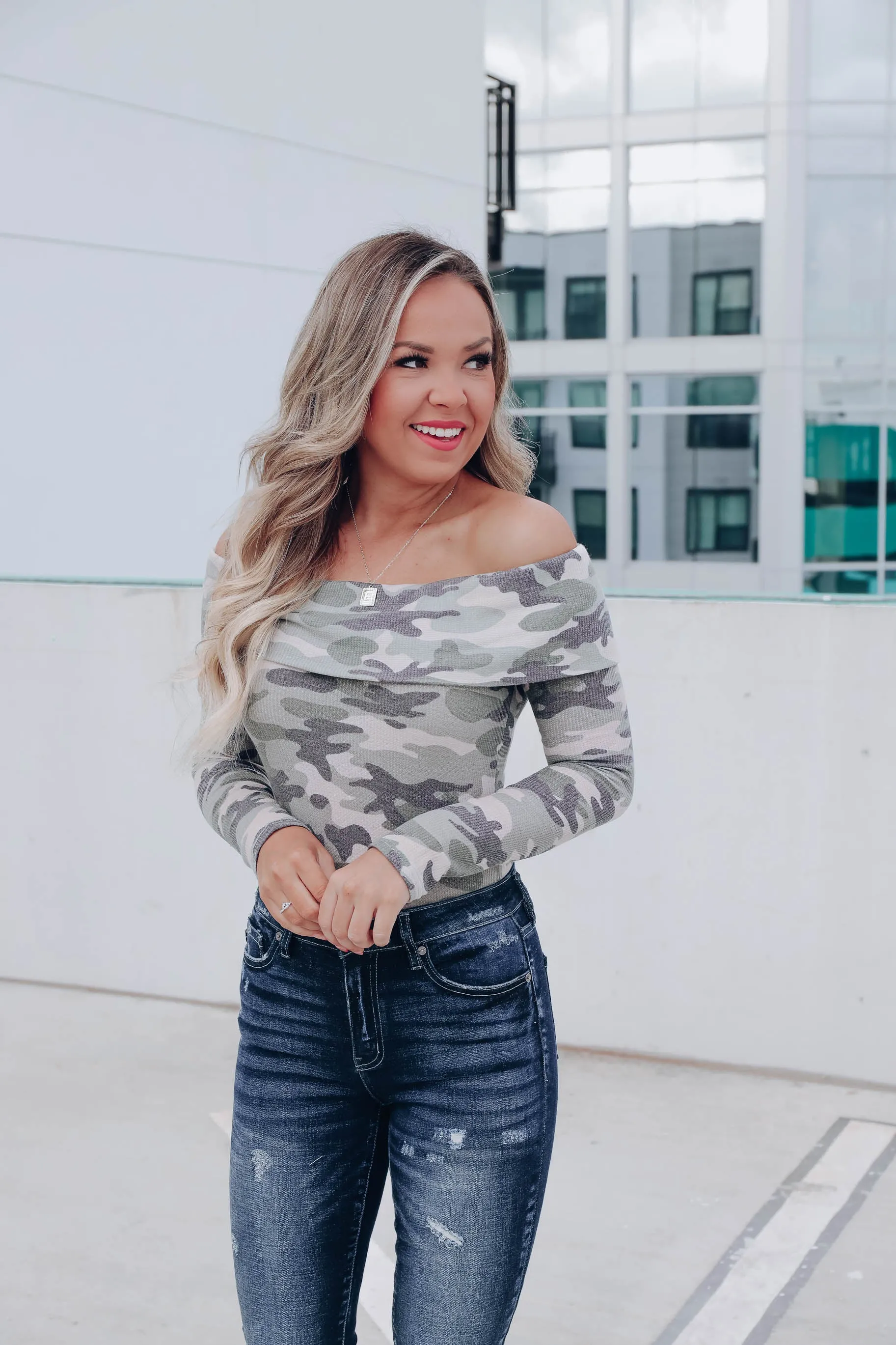 Out Of Sight Off-The-Shoulder Bodysuit - Camo