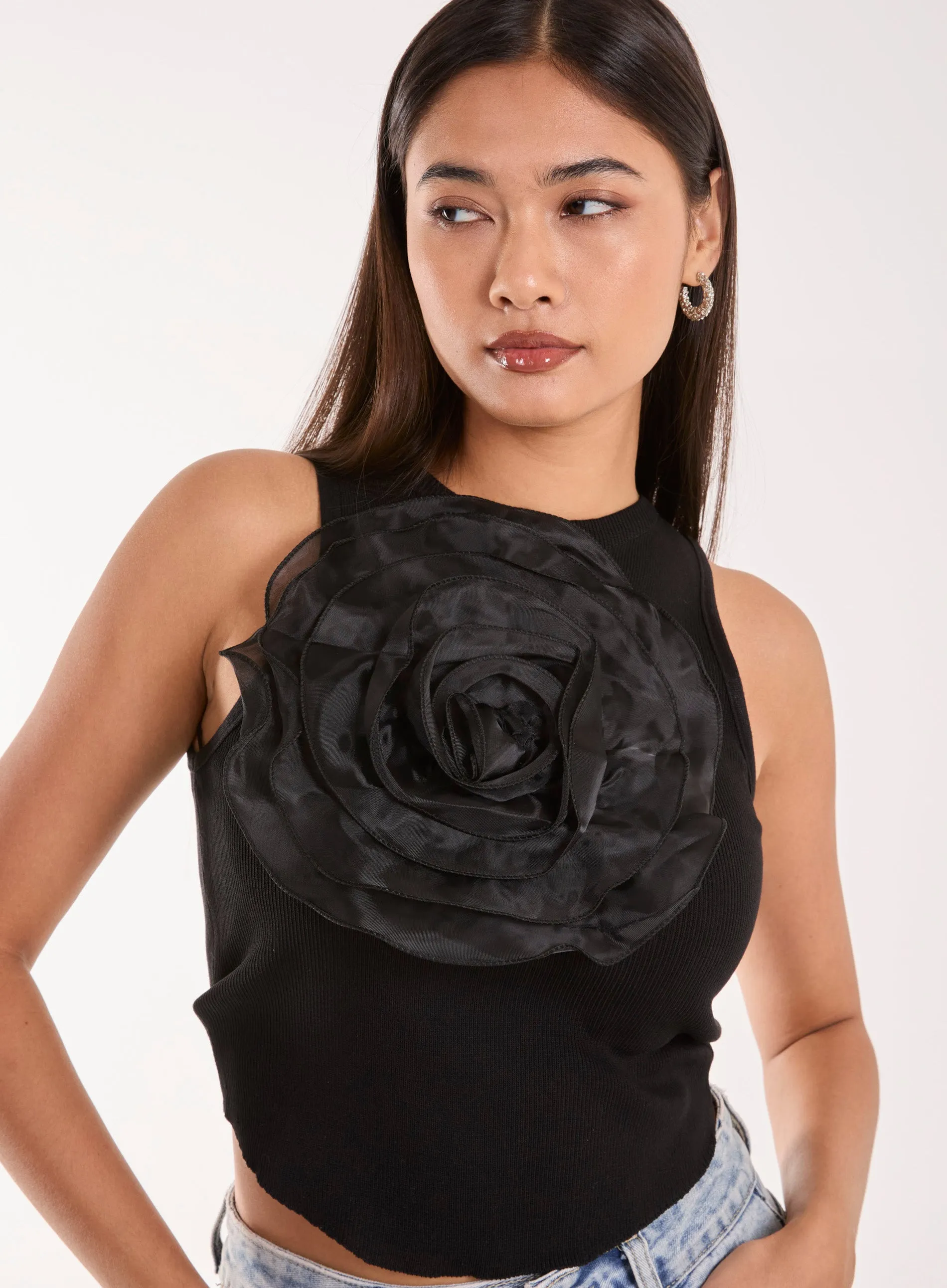 Oversized Ruffle Corsage Top