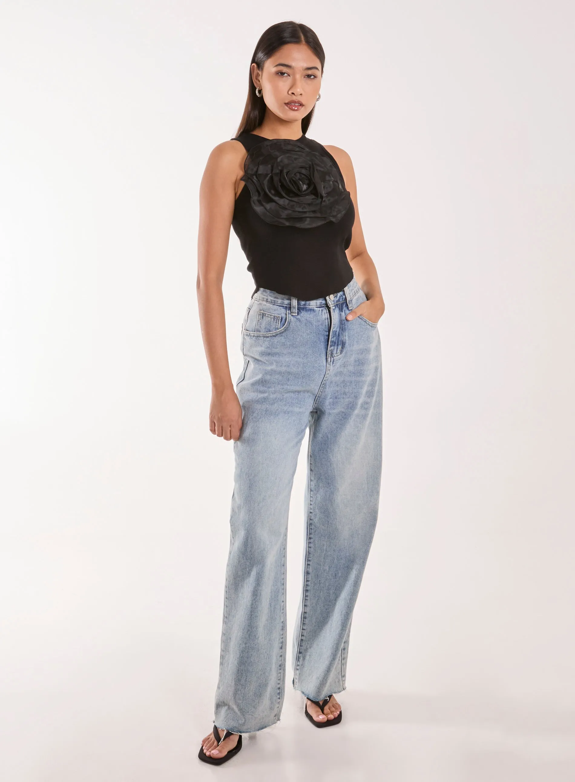 Oversized Ruffle Corsage Top