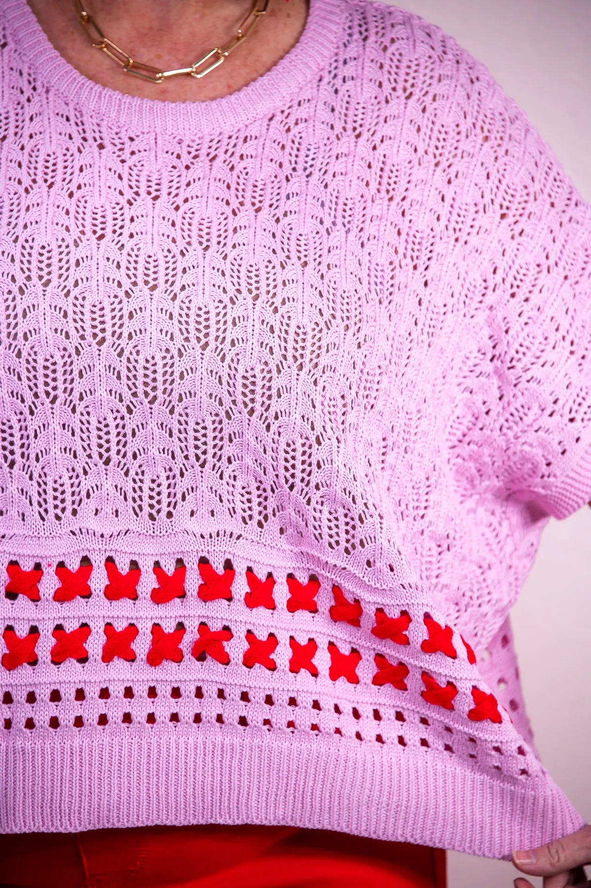 Pages Of Life Pink/Red Knitted Top - T9329PK