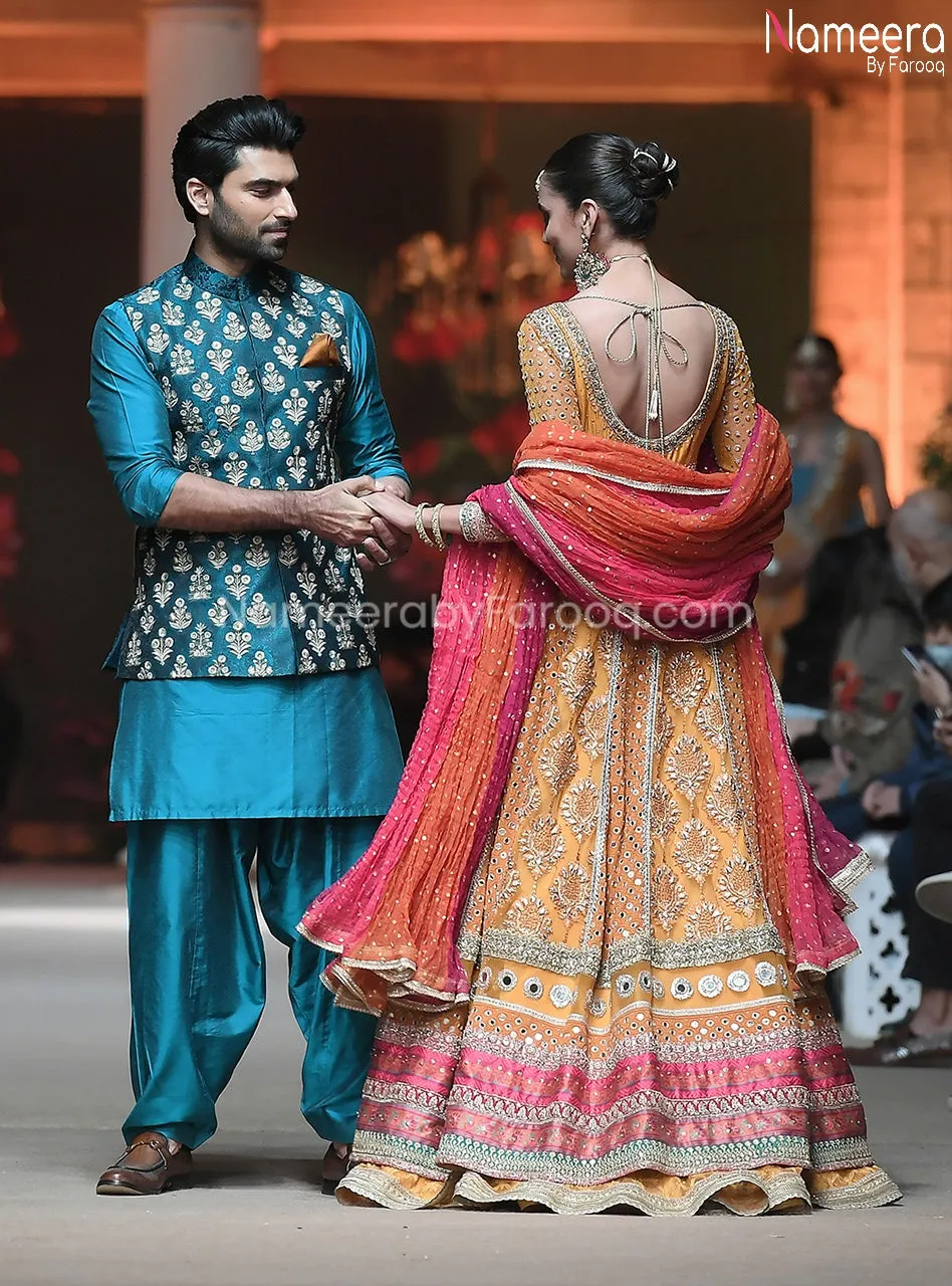 Pakistani Mayo Dress for Bride with Embroidery #BR181