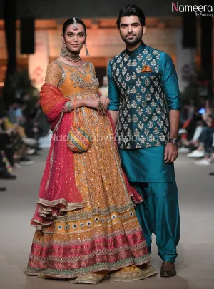 Pakistani Mayo Dress for Bride with Embroidery #BR181