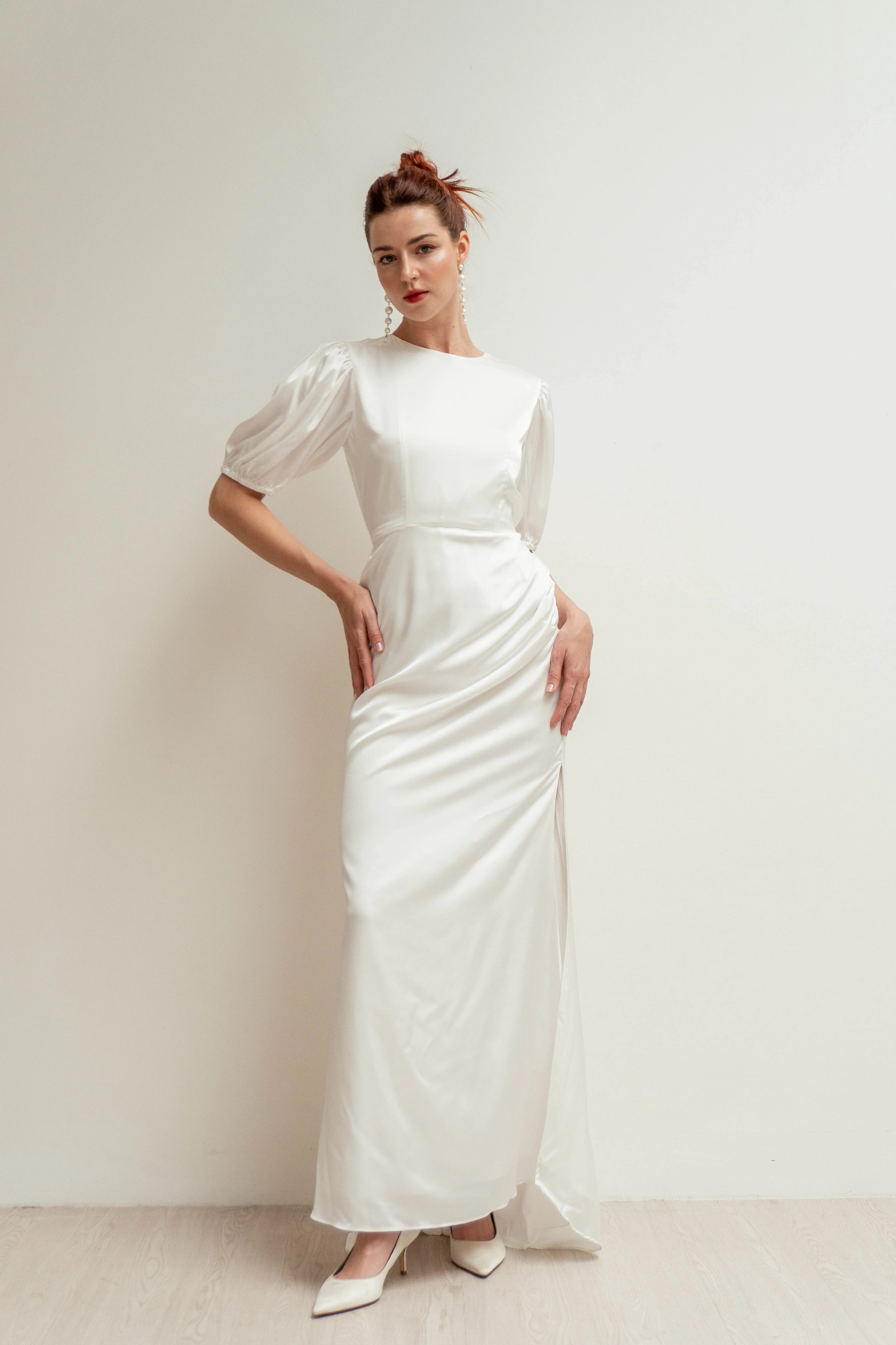 Paula Puff Sleeves Floor Length Dress