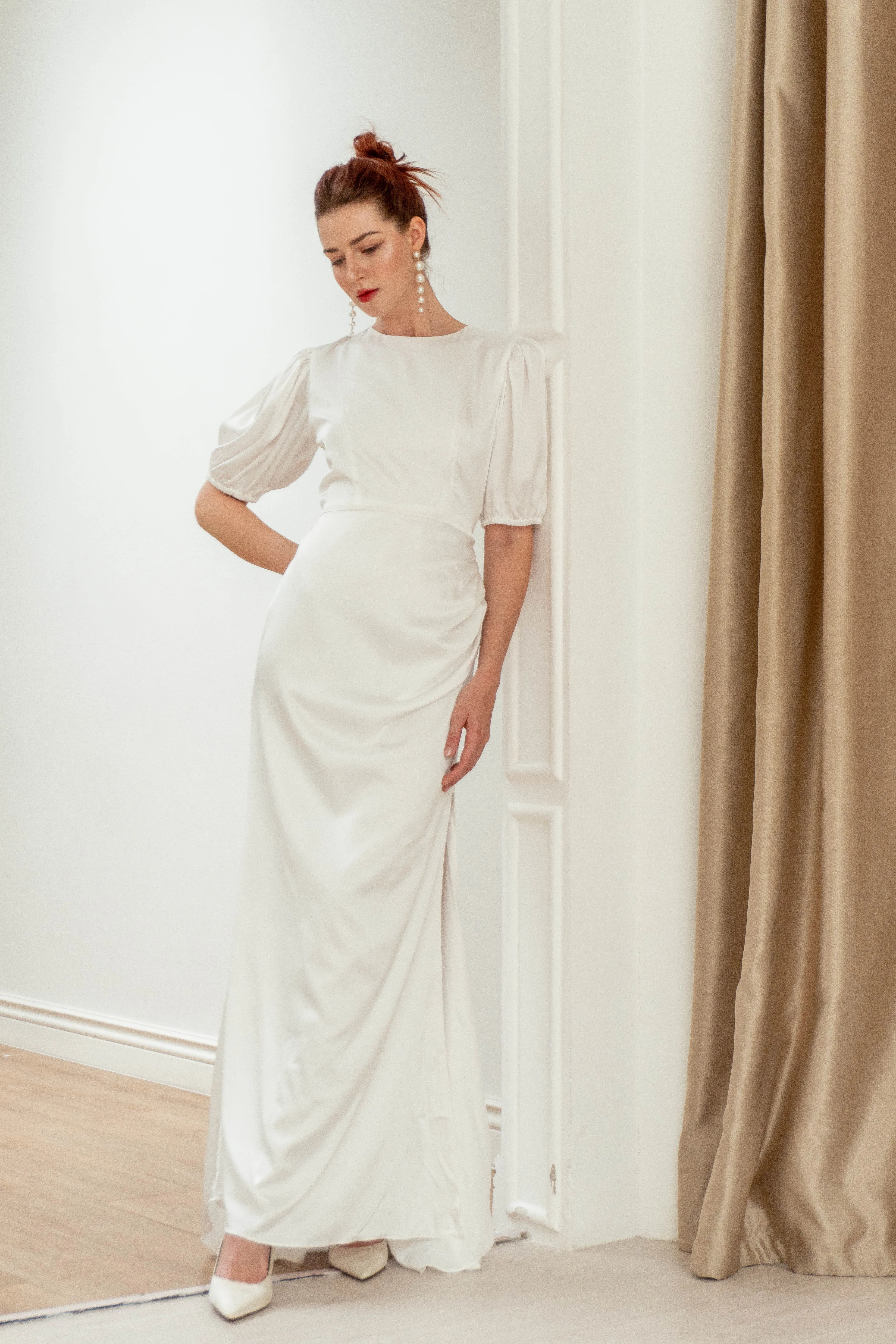 Paula Puff Sleeves Floor Length Dress