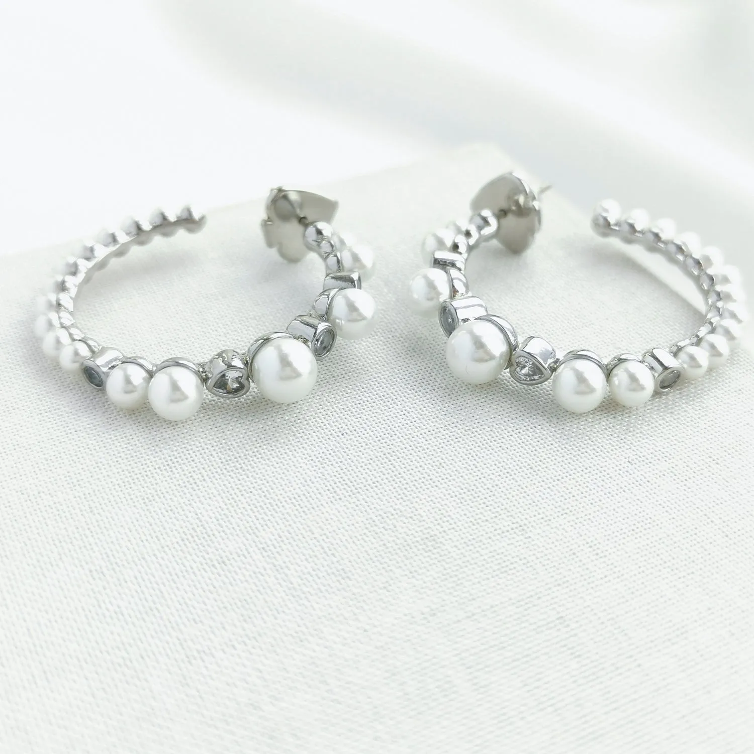 Pearl Caviar Hoop Earrings