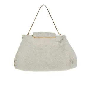 Pearl White Hand-beaded Vintage Clutch