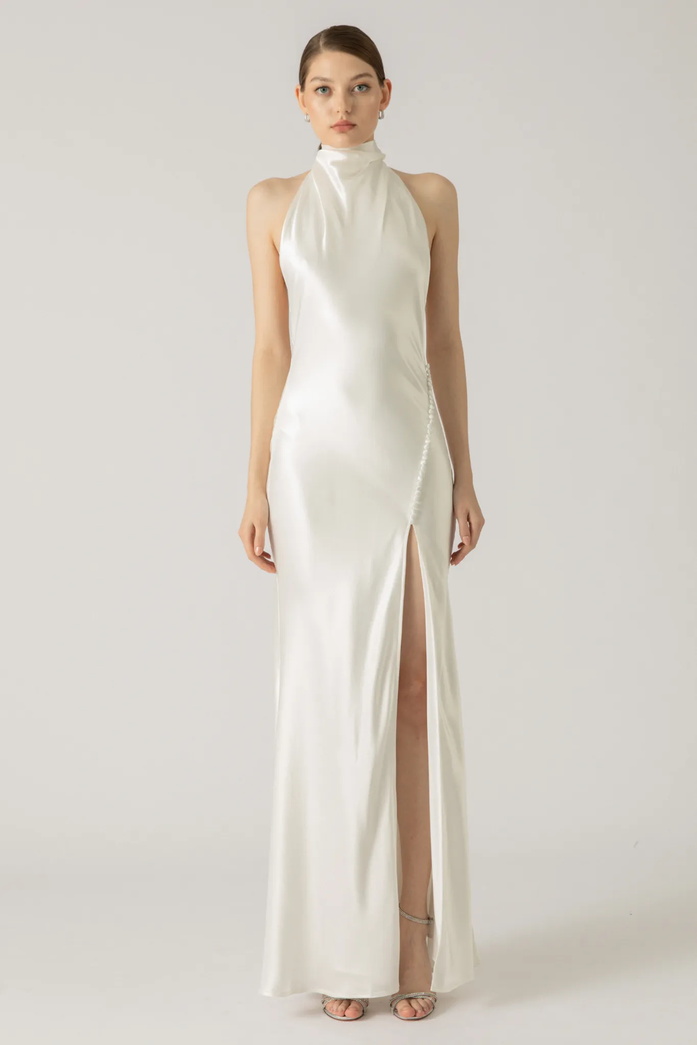 Penelope Satin Gown in Ivory by Sau Lee - RENTAL