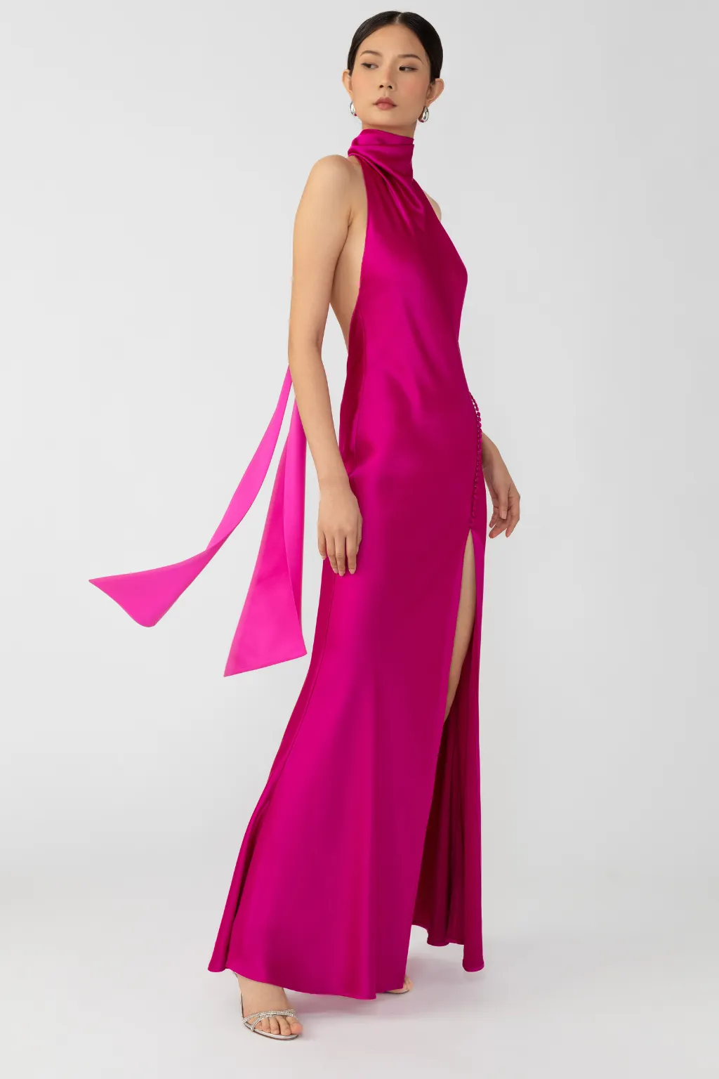 Penelope Satin Gown in Magenta by Sau Lee - RENTAL