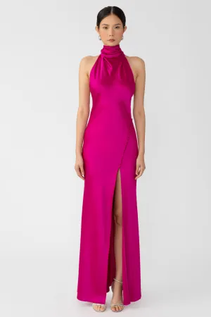 Penelope Satin Gown in Magenta by Sau Lee - RENTAL