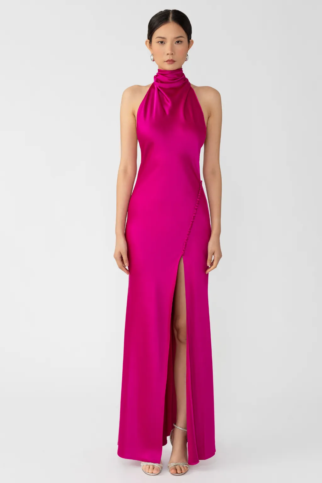 Penelope Satin Gown in Magenta by Sau Lee - RENTAL