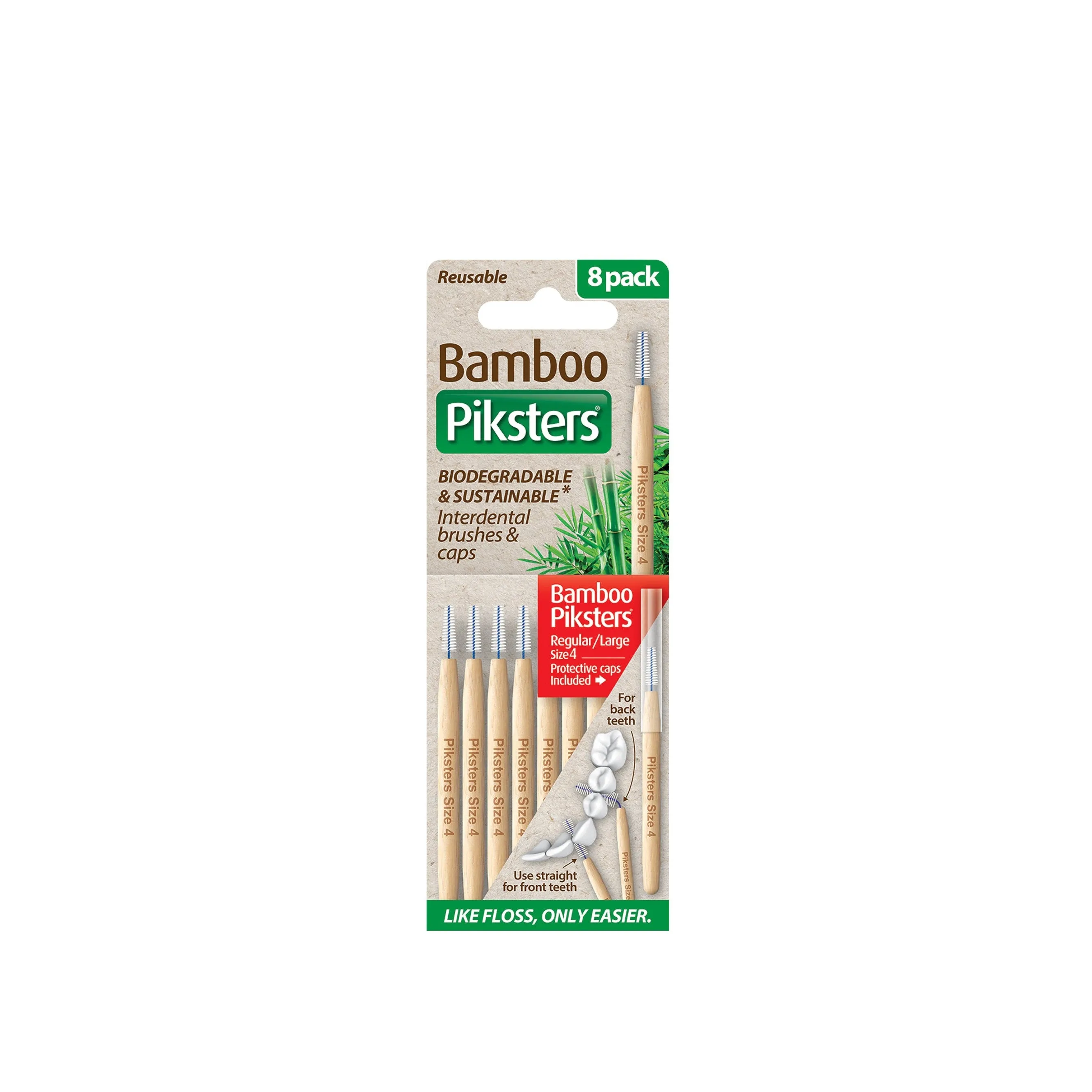 Piksters Bamboo Red Size 4 8pk