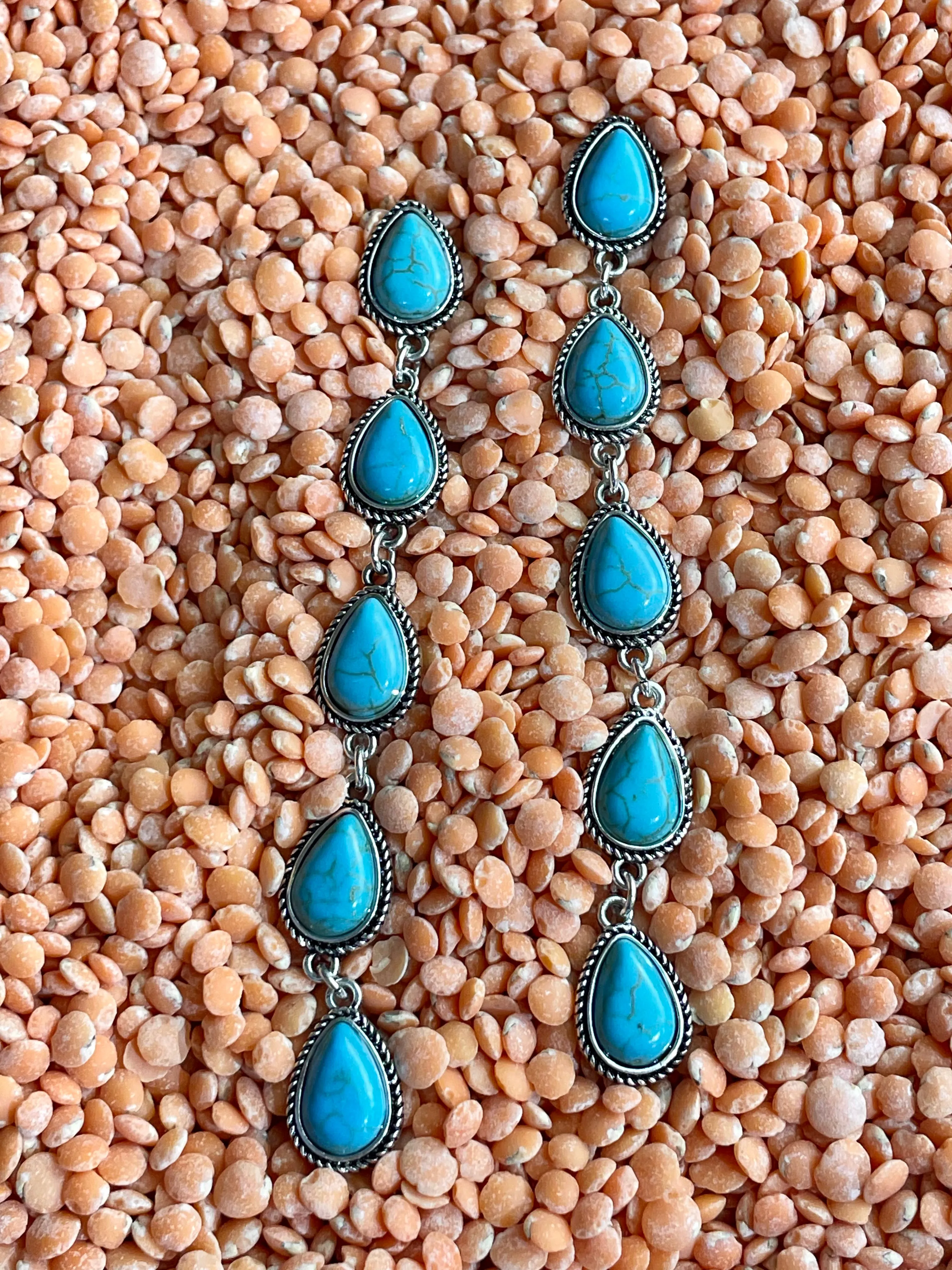 Pineview 5 Link Teardrop Stone Earring - 4"