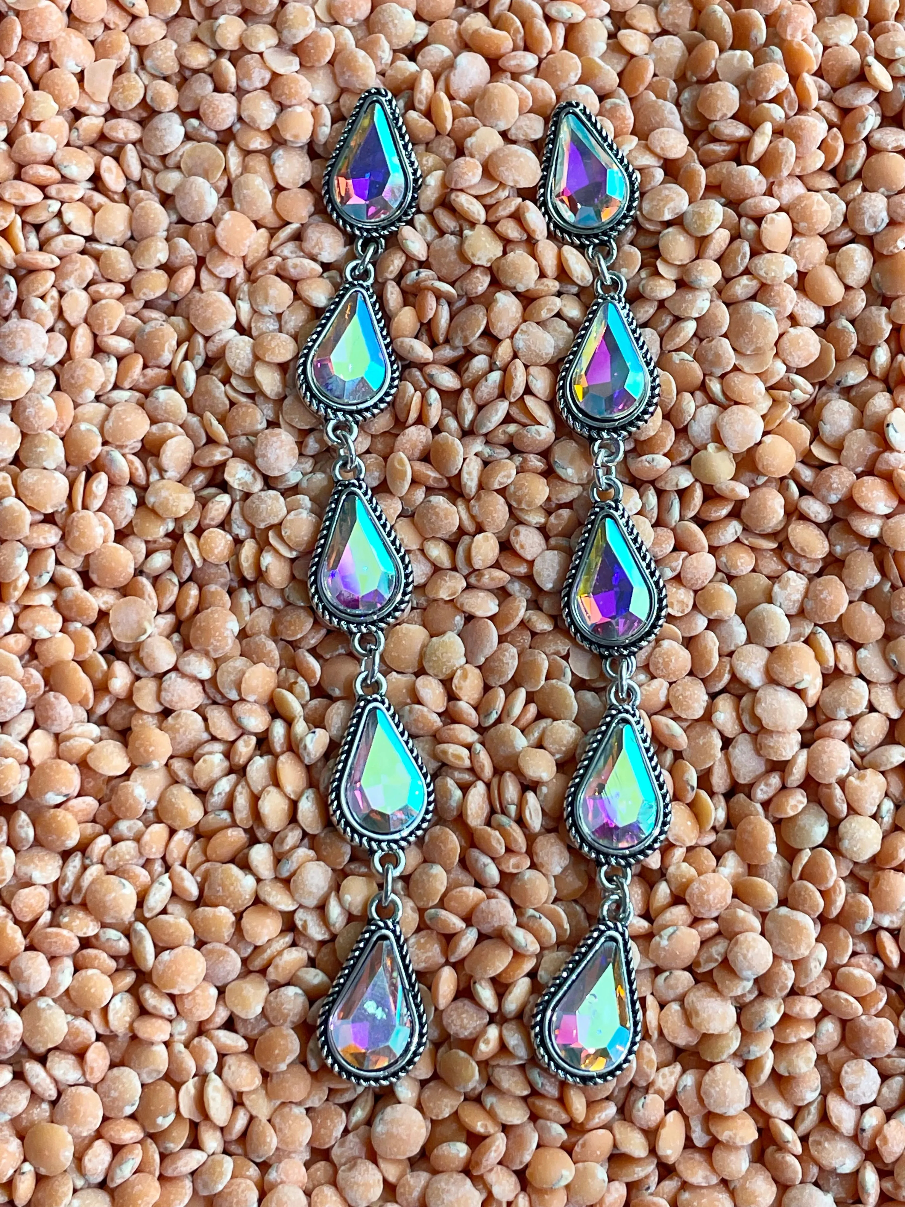 Pineview 5 Link Teardrop Stone Earring - 4"