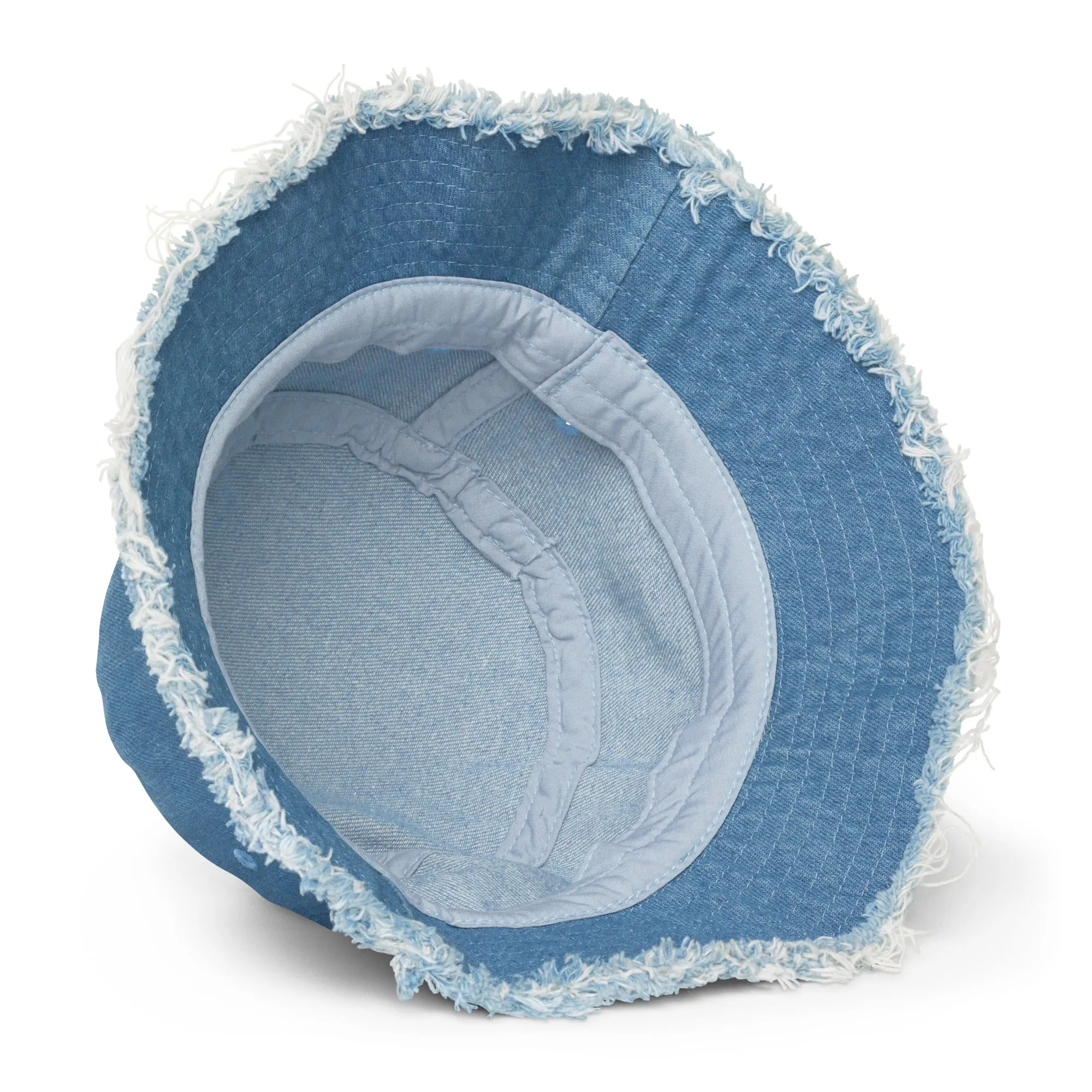 Plumeria Hawaii Distressed denim bucket hat