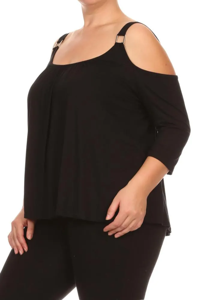Plus Size Spring Love Cut Out Shoulders Top