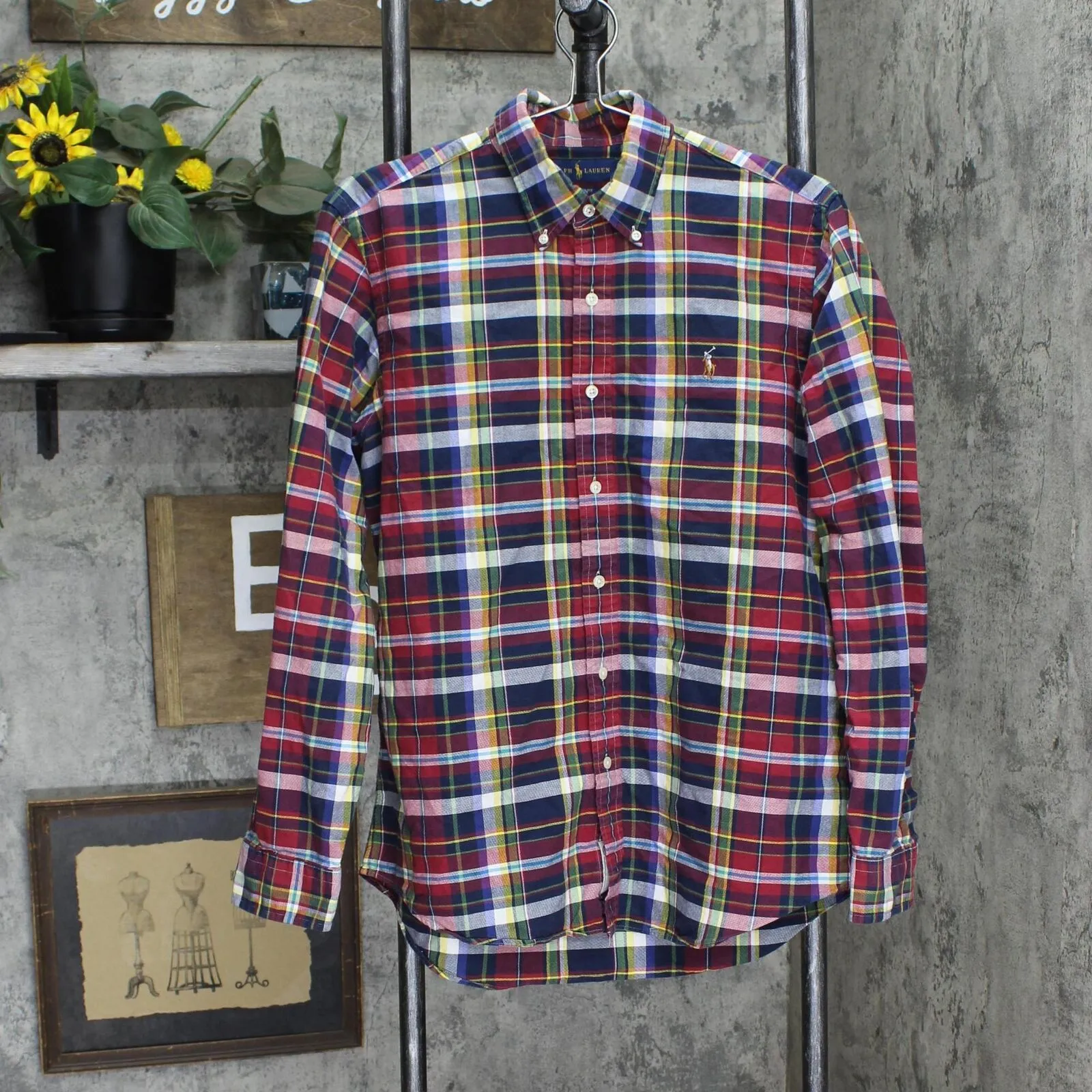 Polo Ralph Lauren Mens Classic Fit Button Up Down Shirt Red Plaid Multi M