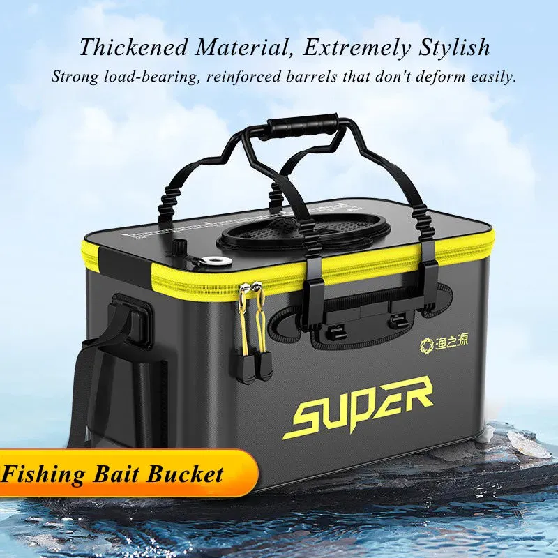 Portable Foldable live bait Fishing Bucket with Aeration Hole Oxygen Pump EVA