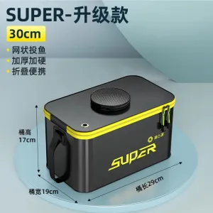 Portable Foldable live bait Fishing Bucket with Aeration Hole Oxygen Pump EVA
