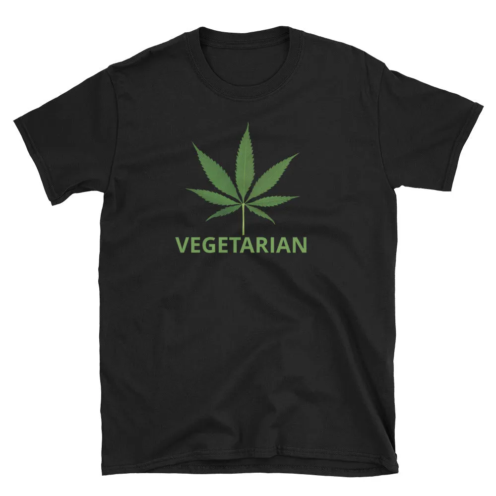 Pot Leaf Vegetarian T-shirt Black 100% Cotton Marijuana T-Shirt for Men